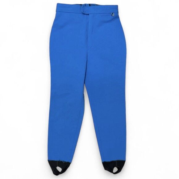 Vintage ROFFE Snow Ski Stirrup Pants 80s 90s Blue Swiss Wool Blend USA Wmns 12 - Picture 1 of 10